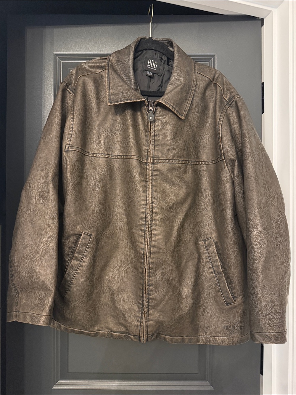 BDG Women’s Brown Faux-Leather Zip Jacket